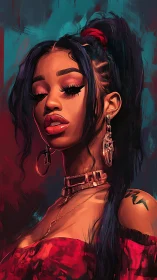 Stylized digital portrait with dramatic lighting and saturated palette