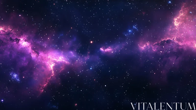 Violet emission nebula spans starfield in high-contrast deep space