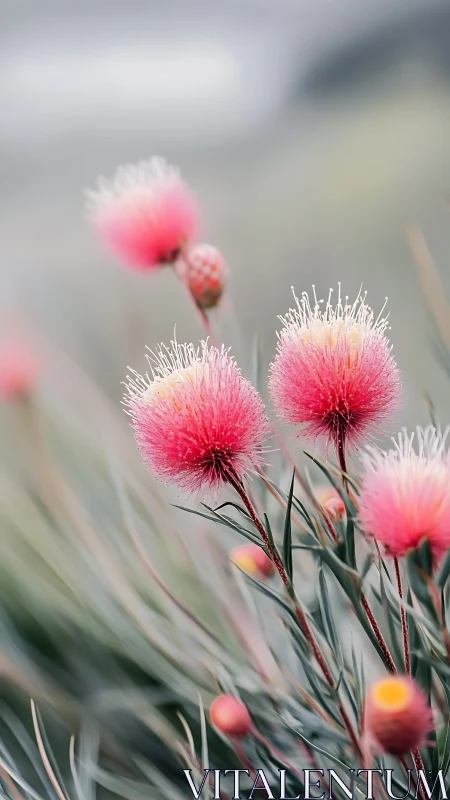 Pink Spiky Flower Buds in Soft Focus