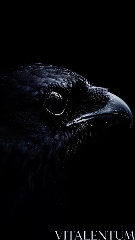 Side profile close-up shows dark bird head in low light