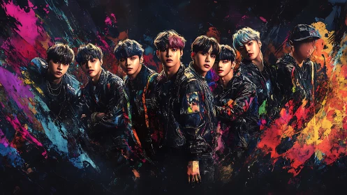 Electric band portrait glows amid bold splashes of color