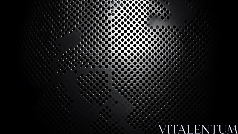 Curved perforated metal grille under focused white light.