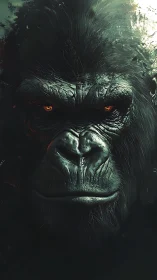 Storm-brewed gorilla glare with molten ember eyes of night.