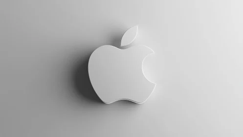 Minimalist Apple Logo Rendered in Grayscale 3D.