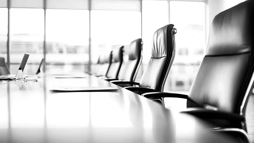 Conference Room Interior with Executive Chairs and Cityscape