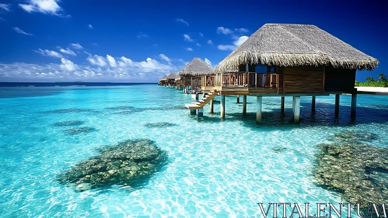 Overwater Bungalows in Tropical Paradise.