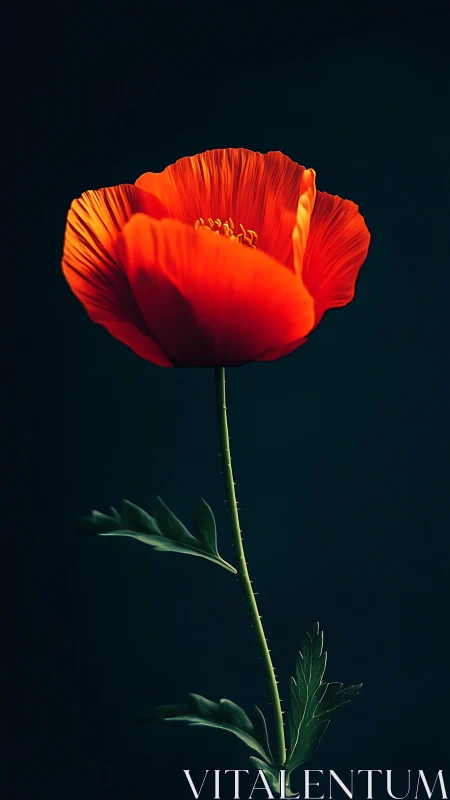 Red Poppy Flower Against Dark Background
