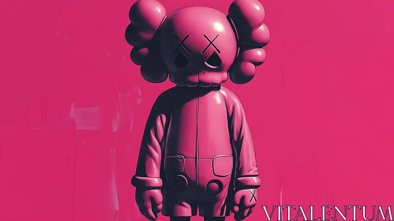 Monochrome magenta vinyl figure under harsh directional lighting.