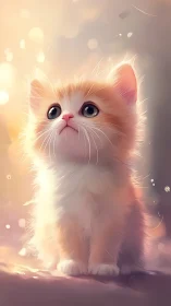 Luminous Kitten Portrait with Soft Bokeh Background.