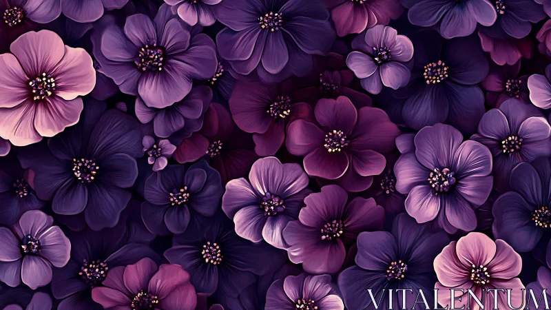 Purple Cosmos Flowers Rendered with Volumetric Petals and Metallic Stamens.