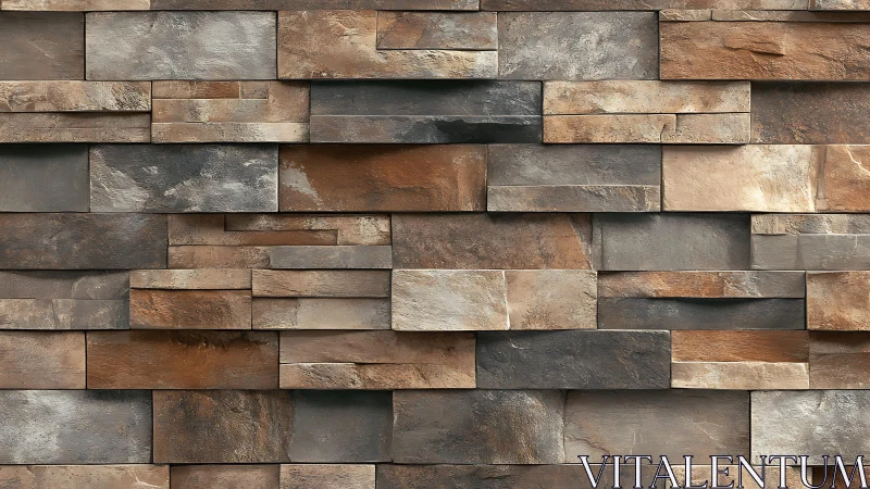 Rustic stacked stone wall texture with natural brown and gray tones.