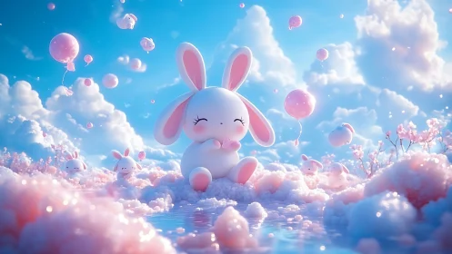 Cotton-candy cloud bunnies drift through pastel daydreams.