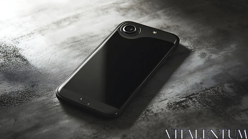 Midnight-black smartphone rests on moody steel surface.