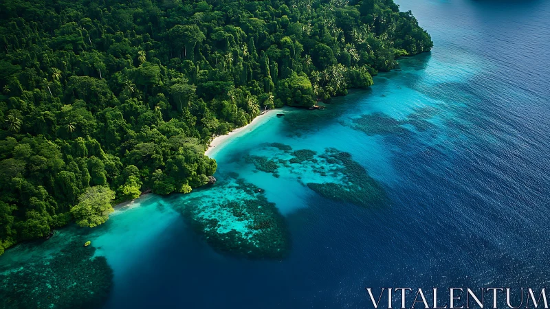 Lush Tropical Island With Pristine Turquoise Waters