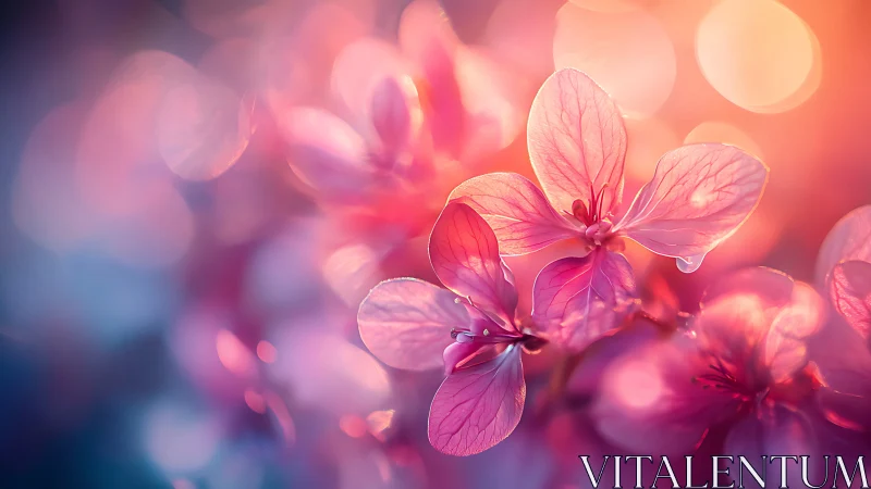 Delicate Pink Orchids Dance in Golden Sunset Glow