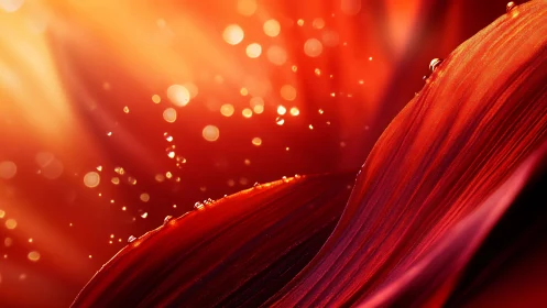 Macro floral petals glow under radiant golden bokeh light.