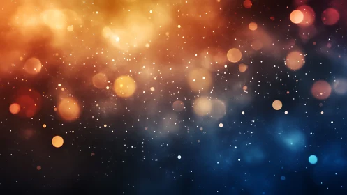 Defocused multicolor light particles on dark gradient field.