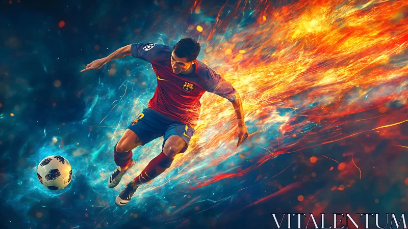 Explosive soccer striker surges through fire and ice energy