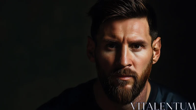 Intense bearded man in dramatic low key portrait lighting.