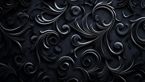 Elegant dark swirls curling into a calm, sculpted rhythm.