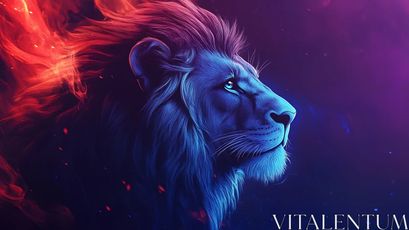 Chromatic lion profile under bifurcated thermal lighting.