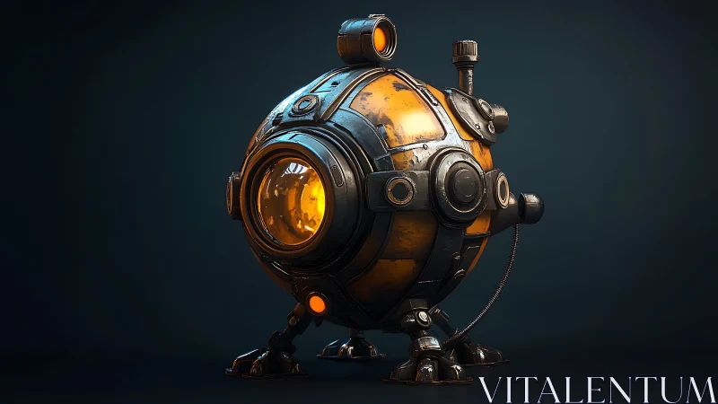 Curious round robot explorer glowing with gentle warmth.