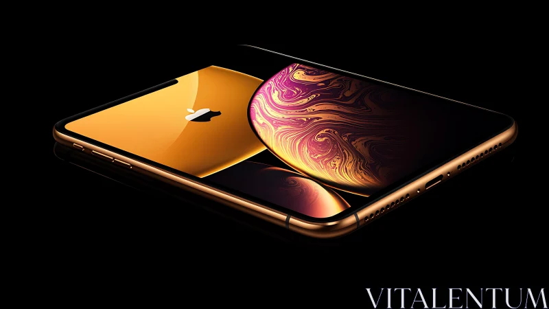 Golden iPhone XS Max Gleams with Vibrant Liquid Wallpaper Art