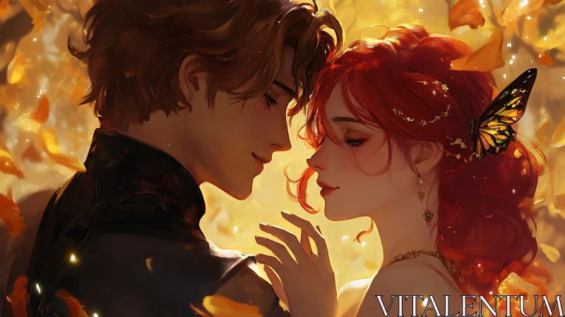 Intimate Romance Glowing in Golden Firelight Embrace