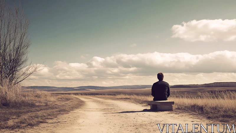 Quiet roadside moment on a long winding country path.