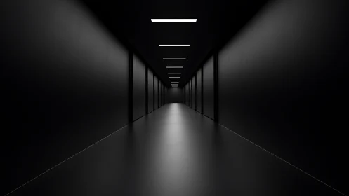 Midnight corridor stretched under patient electric slits.