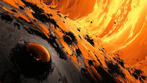 Molten ember worlds drift beneath a blazing cosmic flare.