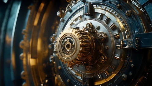 Mechanical vault door core rendered in high-detail 3D