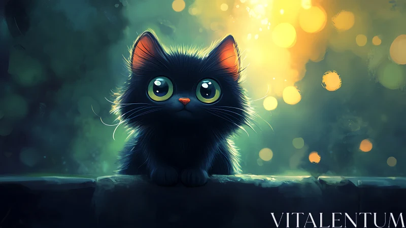 Luminescent Feline Portrait: Digital Fantasy Rendering.