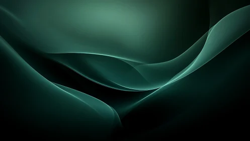 Emerald light waves flow across a dark abstract horizon.