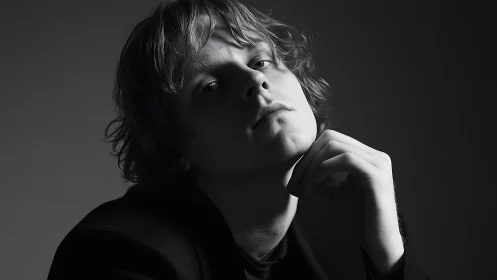 Moody black and white portrait captures quiet introspection