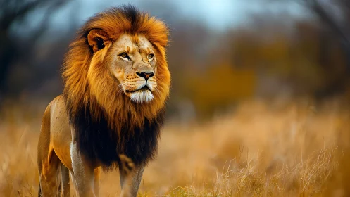 Telephoto close-up of male lion with sharp bokeh isolation