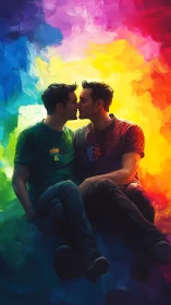 Chromatic Intimacy: Digital Portrait with Neon Gradient Fusion.