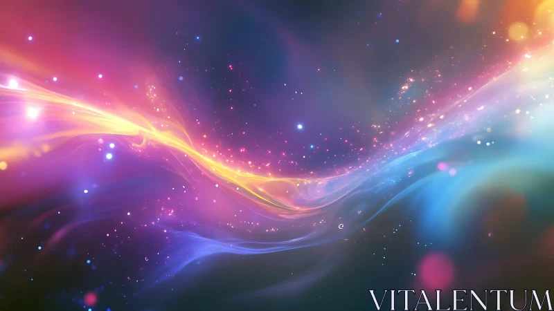 Cosmic light river sweeps across a radiant nebula sky.