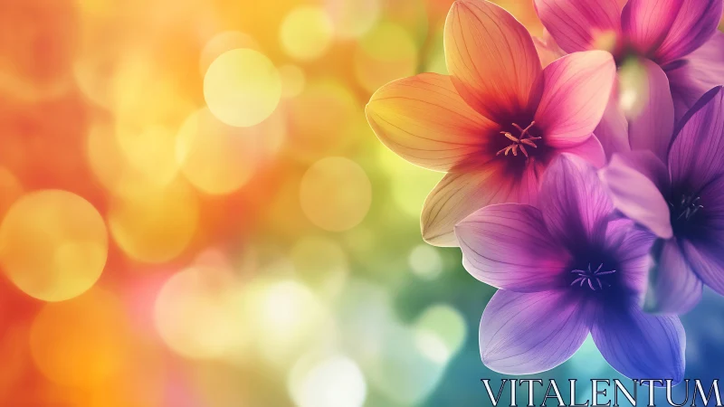 Gradient Floral Study: Layered Petals Against Chromatic Bokeh.