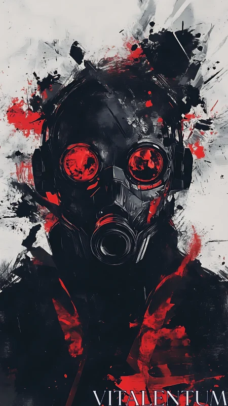 Bold masked wanderer framed in red and shadowed splashes.