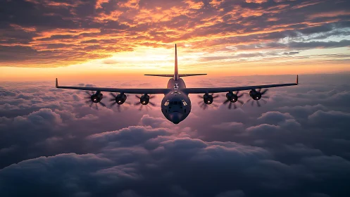 Storm-bruised cargo titan glides into molten cotton skies.