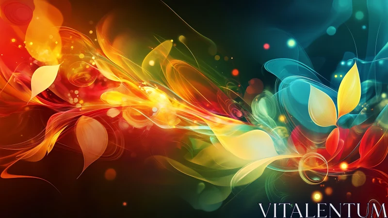 Dynamic spectral light streams form abstract leaf-like gradients