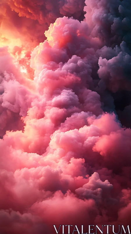 Celestial cotton storms glow in molten pink twilight skies.