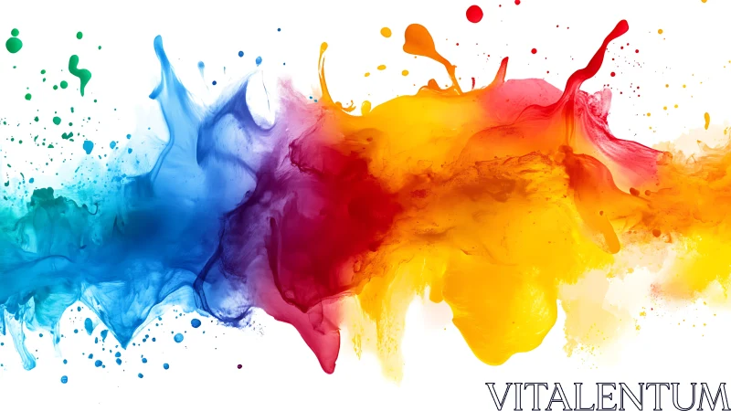 Vibrant horizontal splash of blue, red, yellow paint