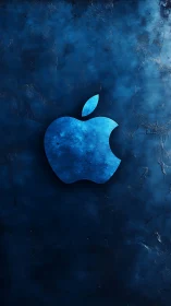 Luminous Apple Logo Against Textured Deep Blue Background