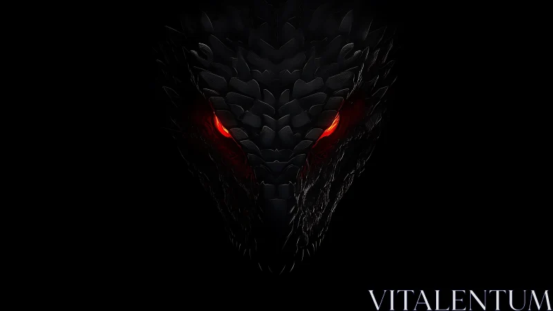 Mysterious dragon gaze glowing softly in the dark night.