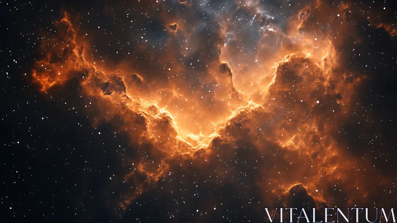 Nebula wings of fire quietly carve paths through starlight