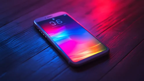 High-end smartphone displaying vibrant gradient interface with precise color gradation and edge ligh