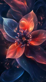 Digital macro flower render shows layered translucent petals
