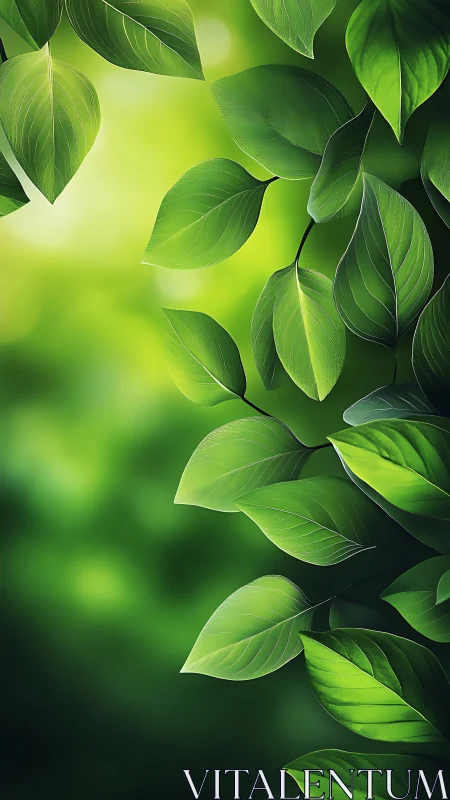 Green foliage pattern with blurred light background gradient.